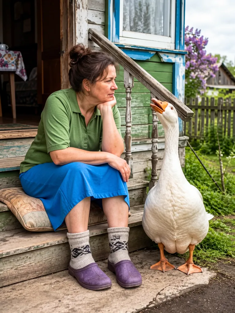 Gans schützt einsame Frau vor Angst