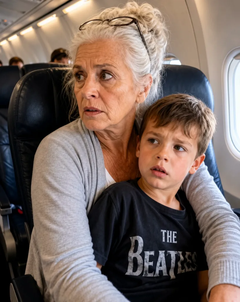 Überraschung im Flugzeug mit Sohn